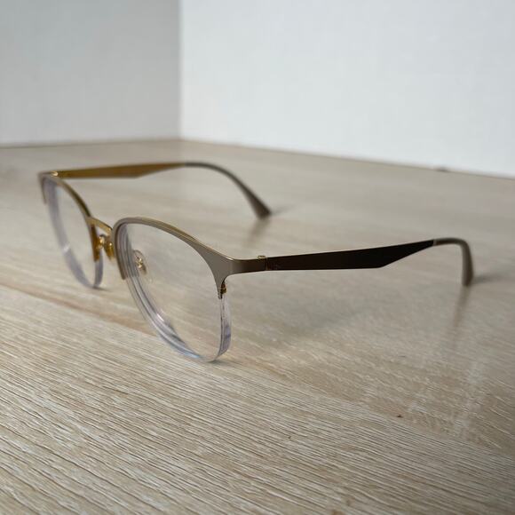 Ray-Ban RB6422 3005 Eyeglasses Half Rim Gold Beige Metal 49-19-140 - Picture 3 of 8